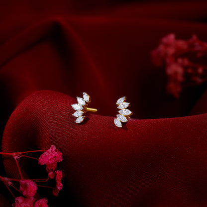 Gold Lotus Petals Lab Grown Diamond Earrings