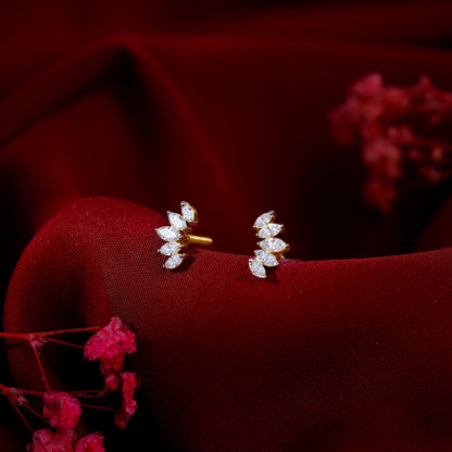 Gold Lotus Petals Lab Grown Diamond Earrings