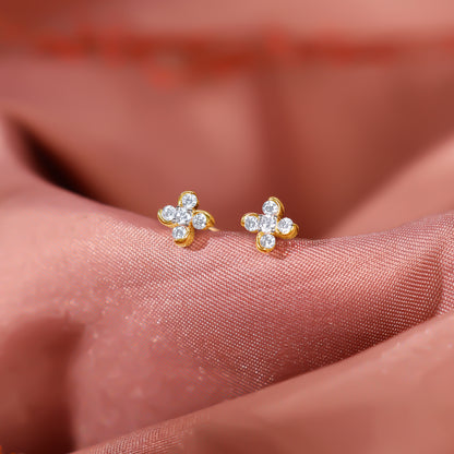 Gold Clover Shine Lab Grown Diamond Studs