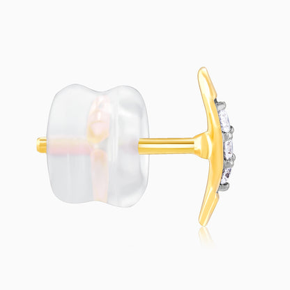 Gold Minimal Wavelet Diamond Stud Earrings