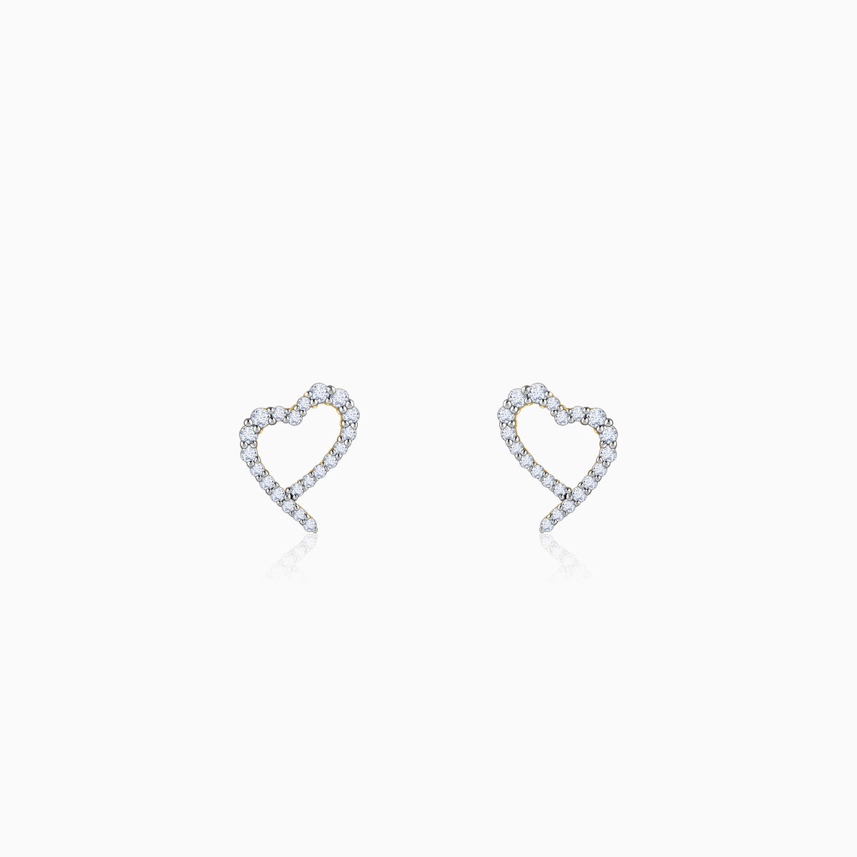 Gold Sparkle Heart Lab Grown Diamond Earrings