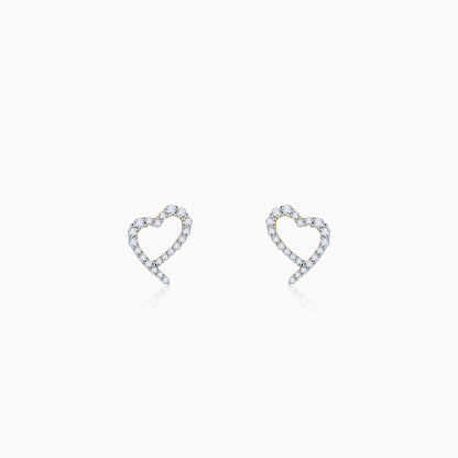 Gold Sparkle Heart Lab Grown Diamond Earrings