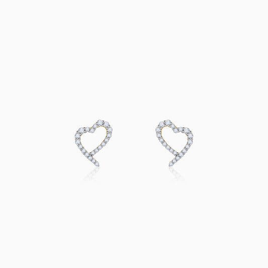 Gold Sparkle Heart Lab Grown Diamond Earrings