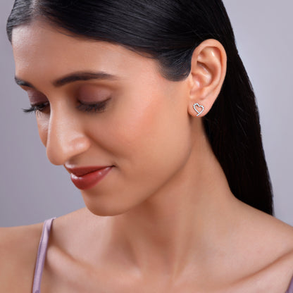 Gold Sparkle Heart Lab Grown Diamond Earrings