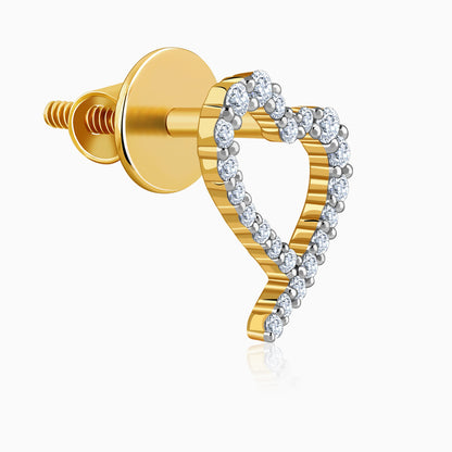 Gold Sparkle Heart Lab Grown Diamond Earrings