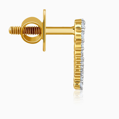 Gold Sparkle Heart Lab Grown Diamond Earrings