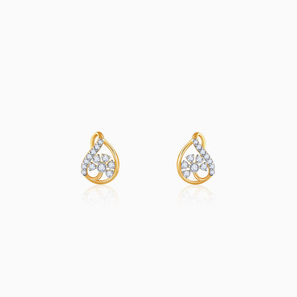 Gold Floral Shell Lab Grown Diamond Earrings