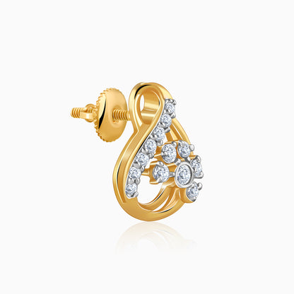 Gold Floral Shell Lab Grown Diamond Earrings