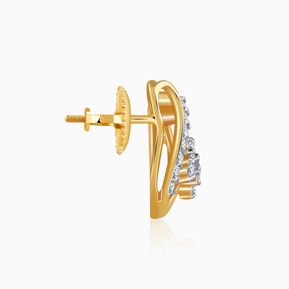 Gold Floral Shell Lab Grown Diamond Earrings