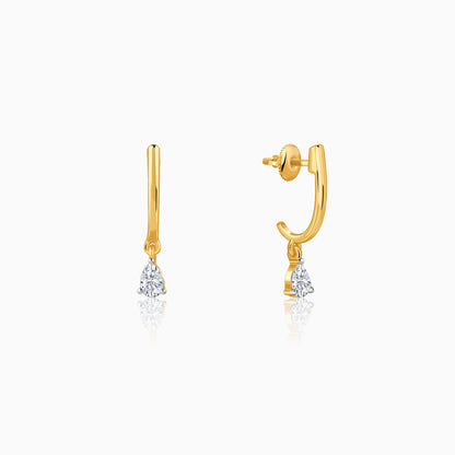 Gold J Drop Lab Grown Diamond Hoop Earrings