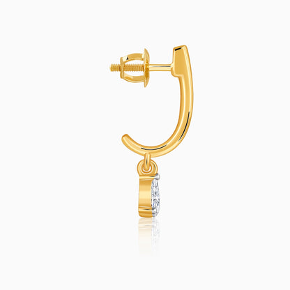 Gold J Drop Lab Grown Diamond Hoop Earrings