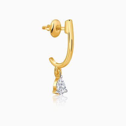 Gold J Drop Lab Grown Diamond Hoop Earrings