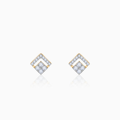 Gold Rhombus Sparkle Lab Grown Diamond Earrings