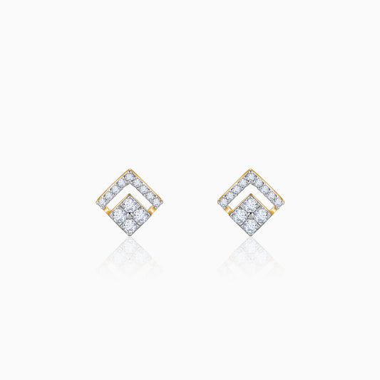 Gold Rhombus Sparkle Lab Grown Diamond Earrings