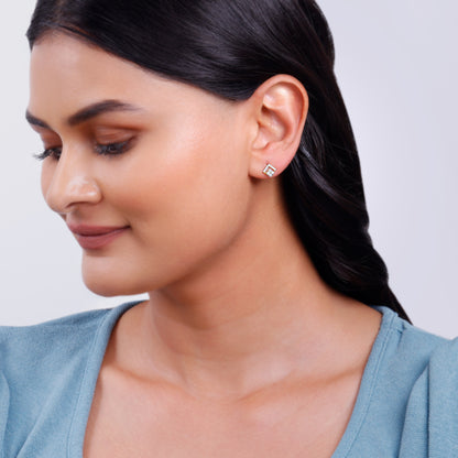 Gold Rhombus Sparkle Lab Grown Diamond Earrings