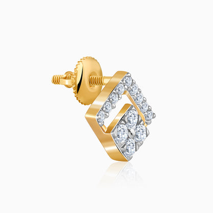 Gold Rhombus Sparkle Lab Grown Diamond Earrings