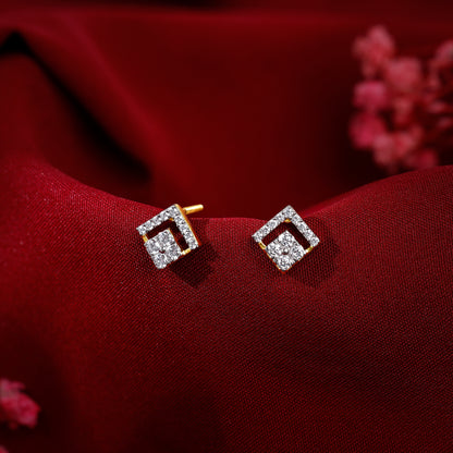 Gold Rhombus Sparkle Lab Grown Diamond Earrings