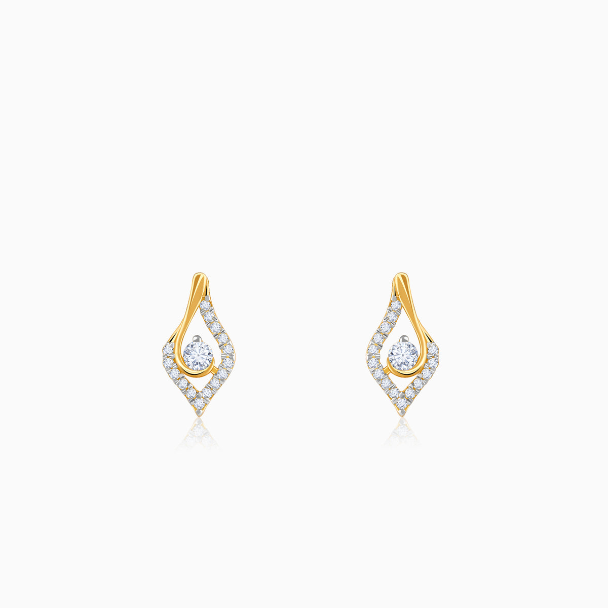 Gold Leaflet Sparkle Lab Grown Diamond Studs