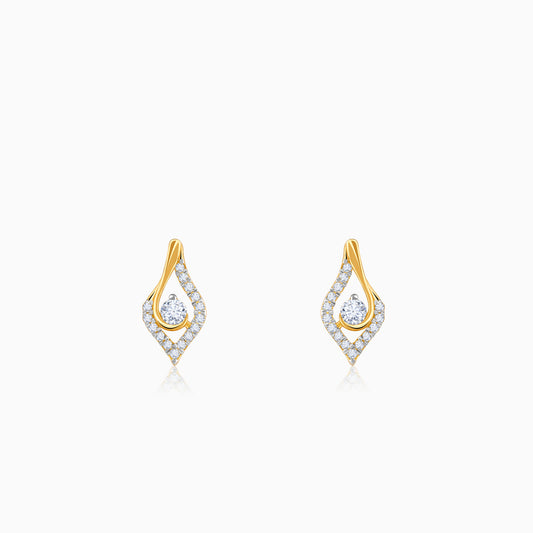 Gold Leaflet Sparkle Lab Grown Diamond Studs