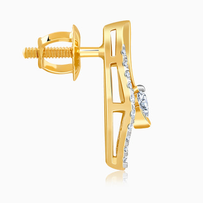 Gold Leaflet Sparkle Lab Grown Diamond Studs