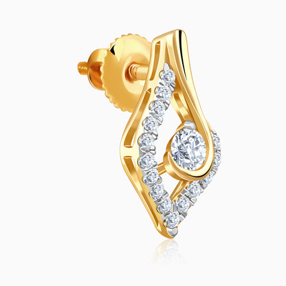 Gold Leaflet Sparkle Lab Grown Diamond Studs