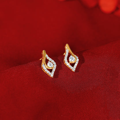 Gold Leaflet Sparkle Lab Grown Diamond Studs