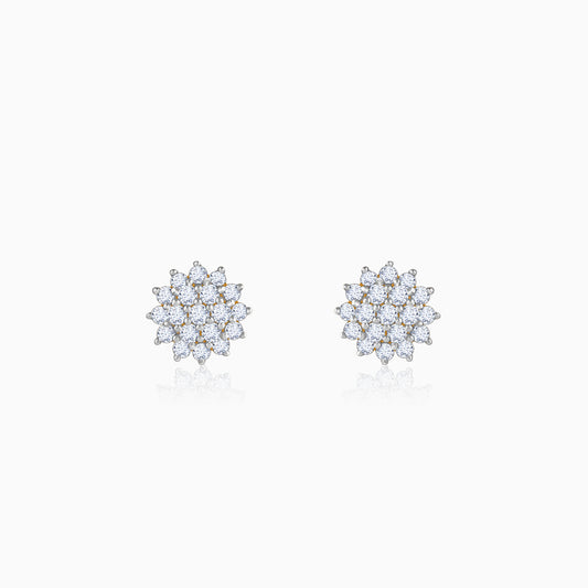 Gold Carnation Floral Lab Grown Diamond Studs