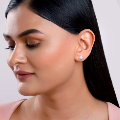 Gold Carnation Floral Lab Grown Diamond Studs