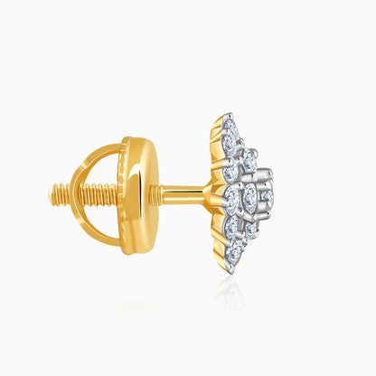 Gold Carnation Floral Lab Grown Diamond Studs