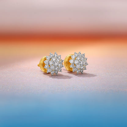 Gold Carnation Floral Lab Grown Diamond Studs