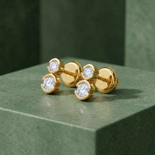Gold Marielle Duo Lab Grown Diamond Earrings