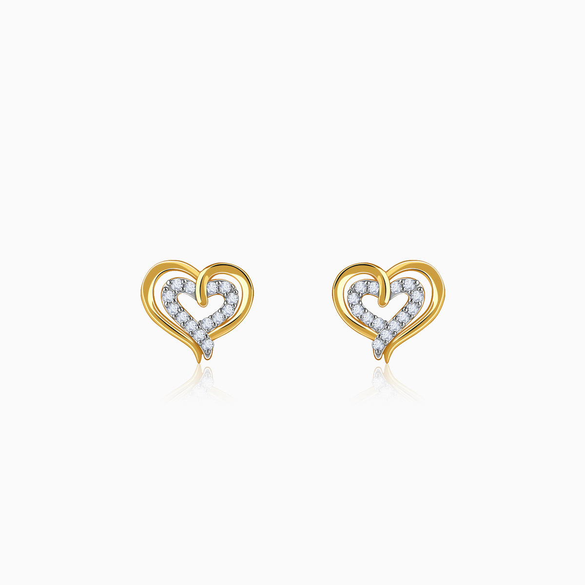 Gold Heart Frame Lab Grown Diamond Studs