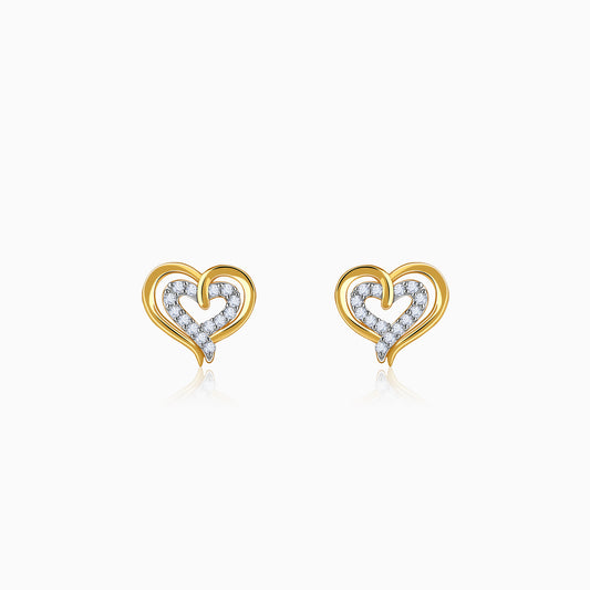 Gold Heart Frame Lab Grown Diamond Studs