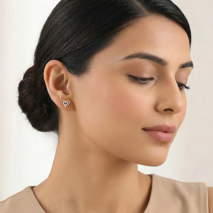 Gold Heart Frame Lab Grown Diamond Studs