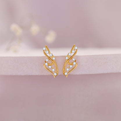 Gold Wavy Throne Lab Grown Diamond Earrings