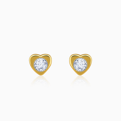 Gold Stylish Heart Lab Grown Diamond Studs