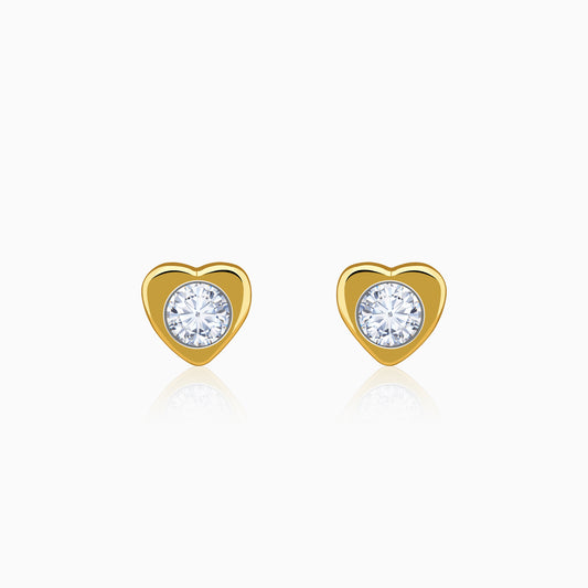 Gold Stylish Heart Lab Grown Diamond Studs