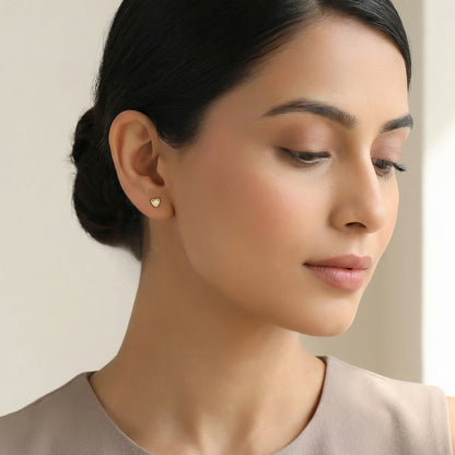 Gold Stylish Heart Lab Grown Diamond Studs