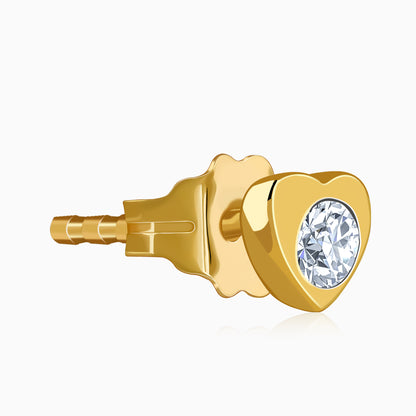 Gold Stylish Heart Lab Grown Diamond Studs