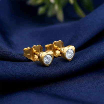 Gold Stylish Heart Lab Grown Diamond Studs