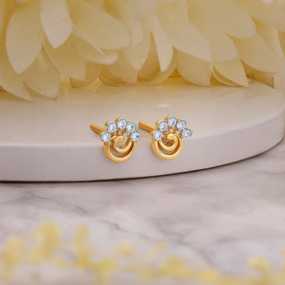 Gold Serenity Floral Lab Grown Diamond Earrings