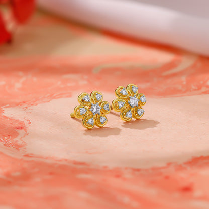 Gold Florique Lab Grown Diamond Earrings