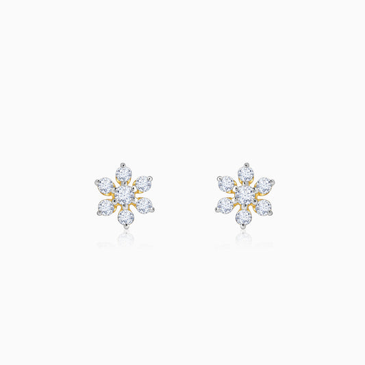 Gold Floral Shine Lab Grown Diamond Earrings