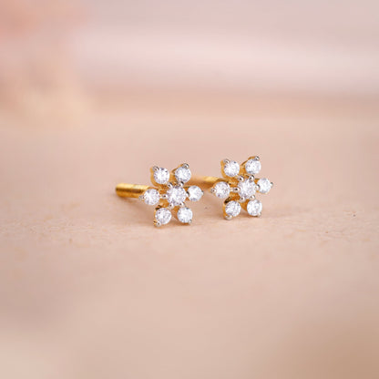 Gold Floral Shine Lab Grown Diamond Earrings