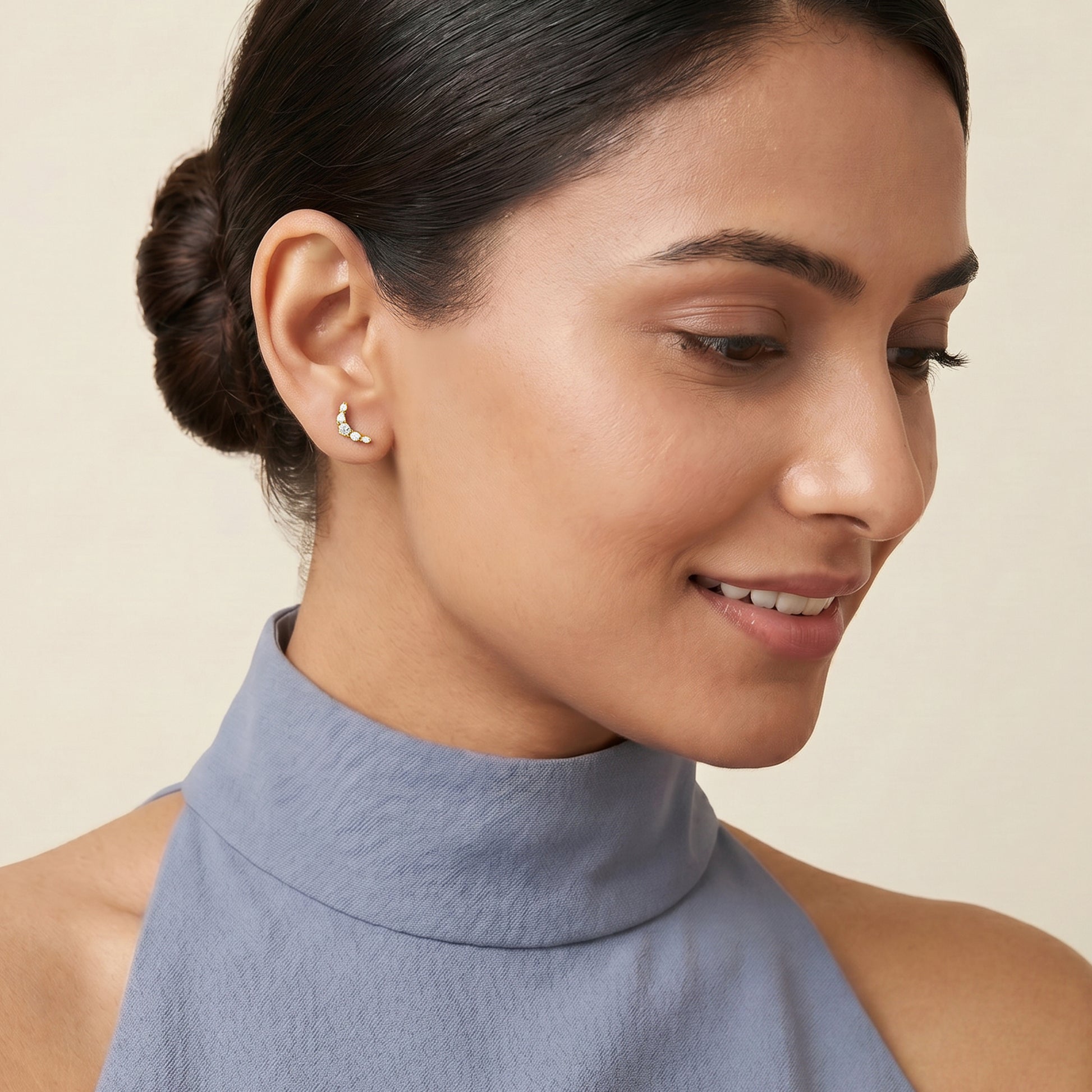 Gold Noeline Cascade Lab Grown Diamond Earrings