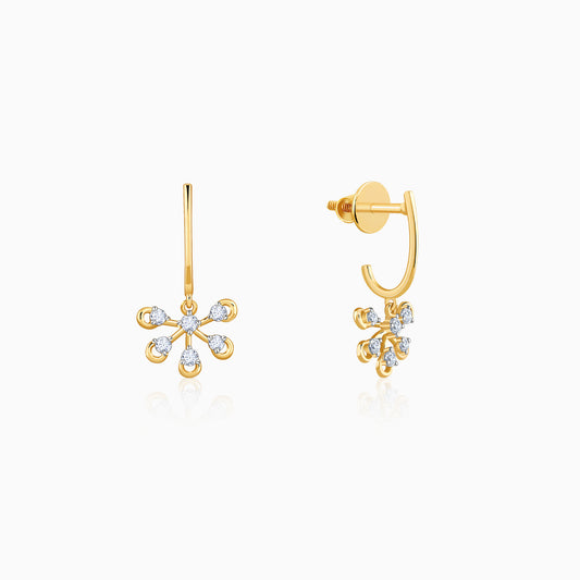 Gold Shining Lab Grown Diamond J Hoop Earrings