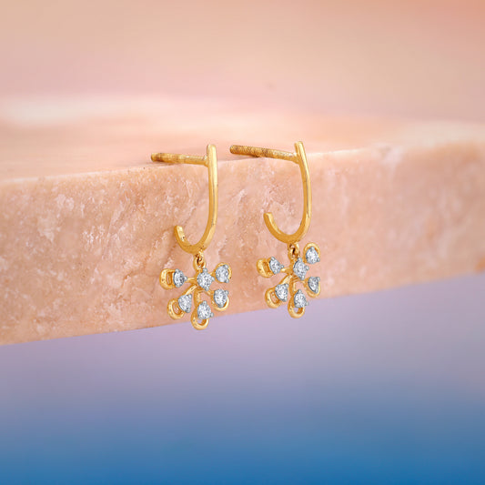 Gold Shining Lab Grown Diamond J Hoop Earrings