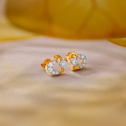 Gold Sweetheart Lab Grown Diamond Earrings