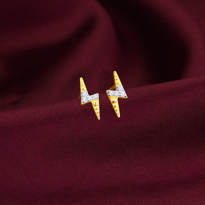 Gold Thunderbolt Diamond Earrings