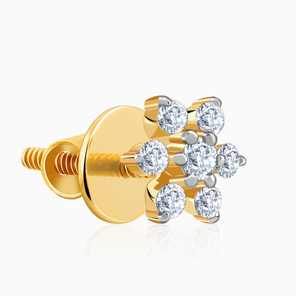 Gold Floral Shine Lab Grown Diamond Earrings